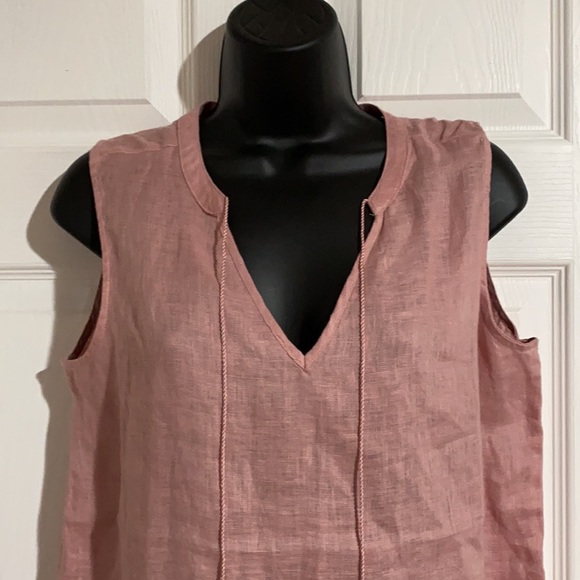 Harvé Benard Pink Sleeveless Linen Blouse Sz S - Picture 2 of 9